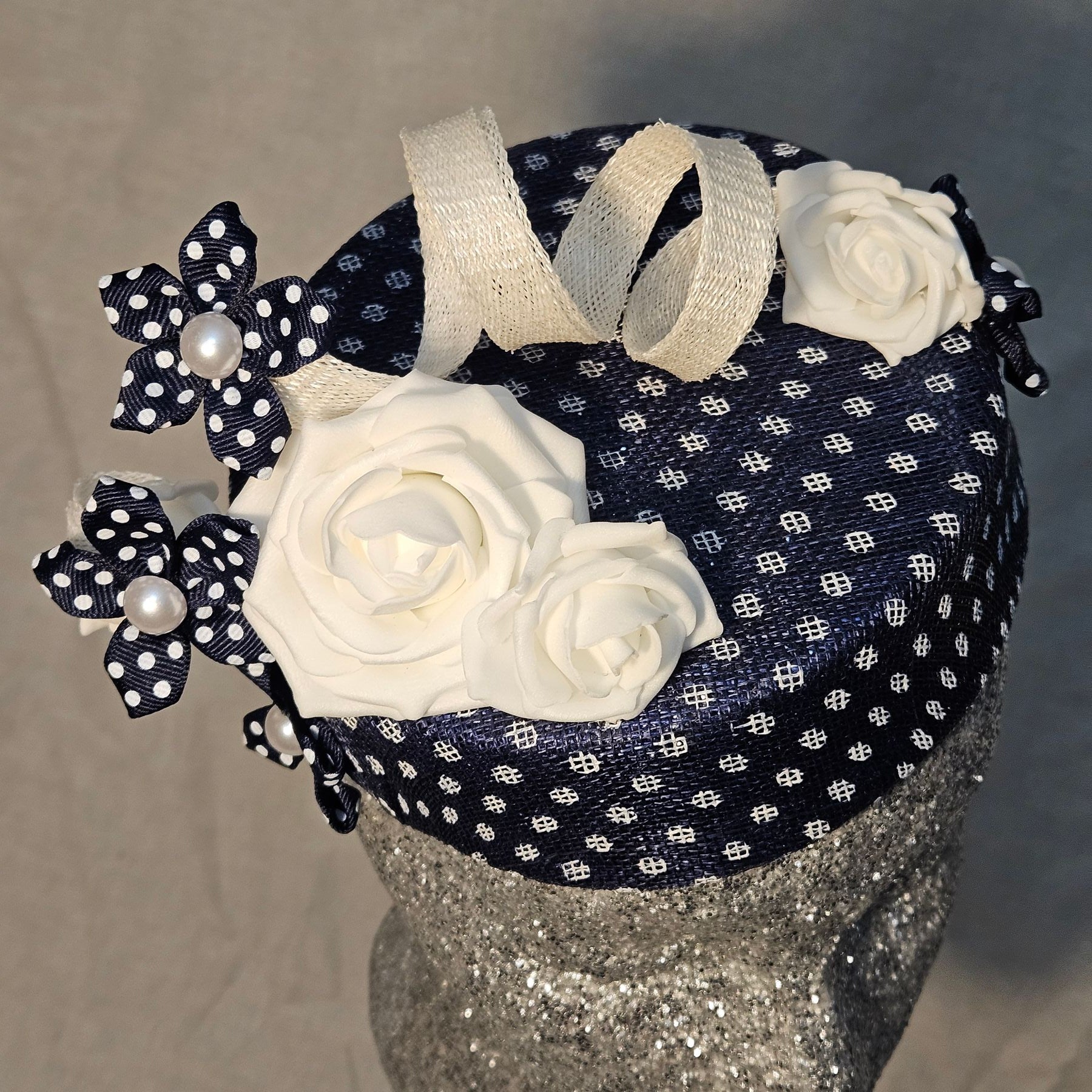 The "Navy Dot" Fascinator