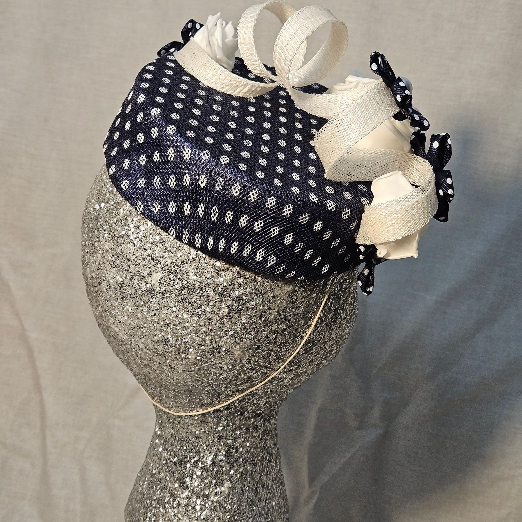 The "Navy Dot" Fascinator