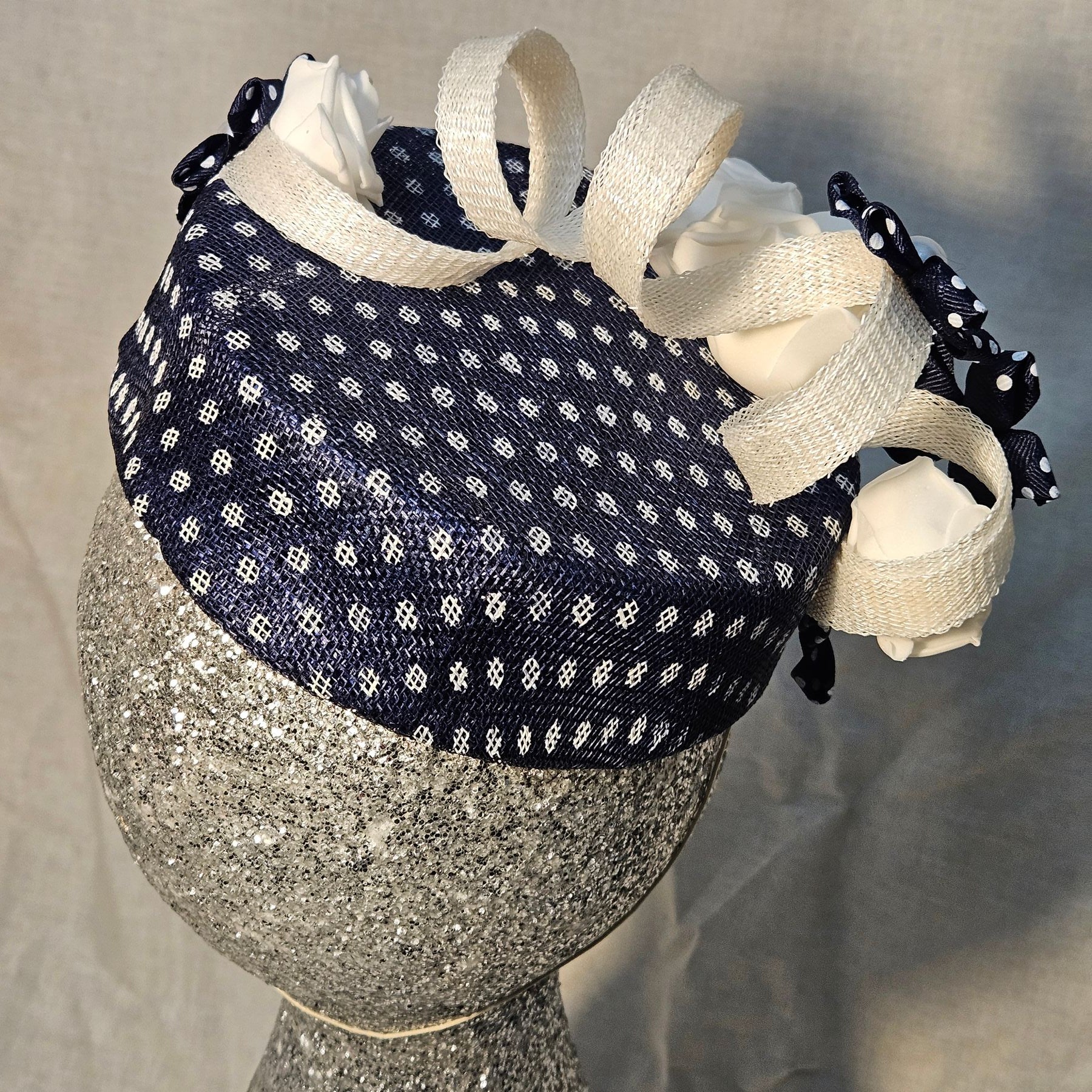 The "Navy Dot" Fascinator
