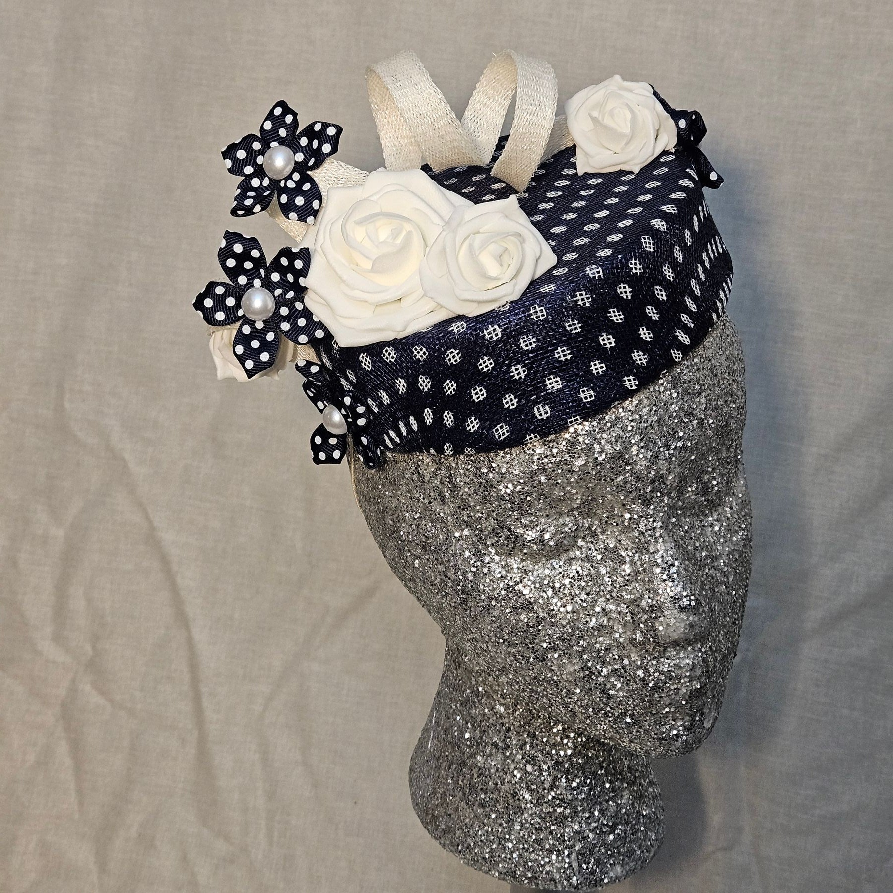 The "Navy Dot" Fascinator
